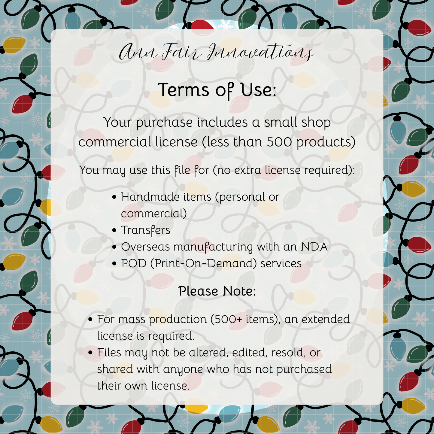 Retro Christmas Lights Seamless Hand Drawn Digital Pattern | 300 DPI PNG | Instant Download