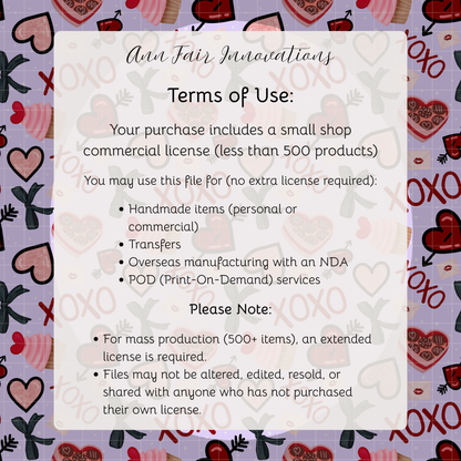 Valentine XOXO Seamless Hand Drawn Digital Pattern | 300 DPI PNG | Instant Download