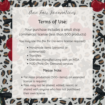 Leopards and Cherries Seamless Hand Drawn Digital Pattern | 300 DPI PNG | Instant Download