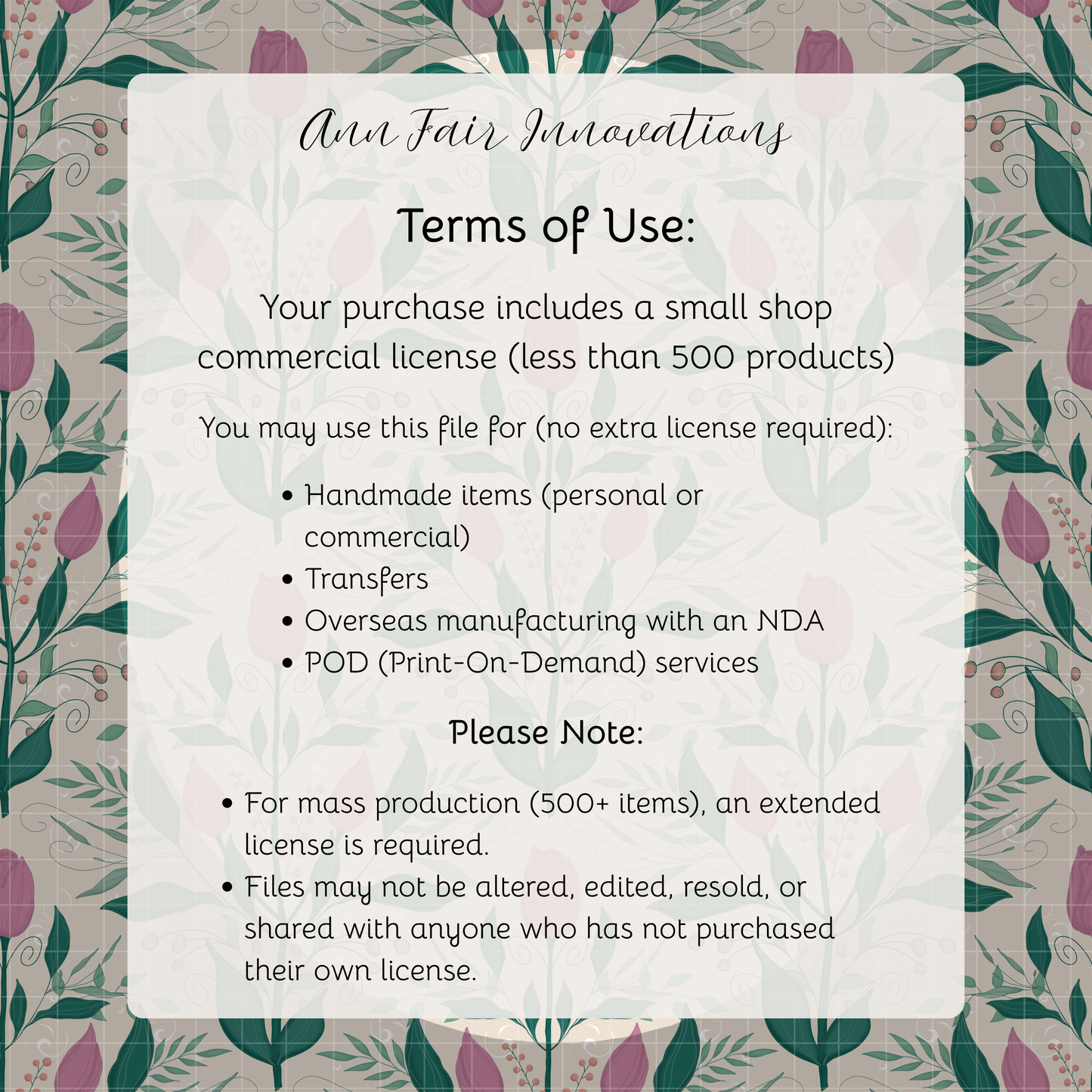 Tulips in Harmony Seamless Hand Drawn Digital seamless Pattern | 300 DPI PNG | Instant Download