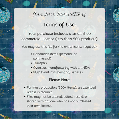 New Year's Eve Party Seamless Hand Drawn Digital Pattern | 300 DPI PNG | Instant Download