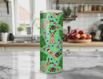 Goldendoodle Christmas Seamless PNG 20oz Skinny Tumbler Wrap | Sublimation 300 DPI Straight Tumbler Wrap | PNG Digital Wrap Digital Download