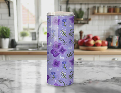 Amethyst Meadows purple background Seamless PNG 20oz Skinny Tumbler Wrap | Sublimation 300 DPI Straight Tumbler Wrap | PNG Digital Wrap Digital Download