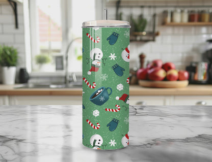Snow Day Seamless PNG 20oz Skinny Tumbler Wrap | Sublimation 300 DPI Straight Tumbler Wrap | PNG Digital Wrap Digital Download