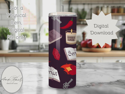 My Smutty Valentine Seamless PNG 20oz Skinny Tumbler Wrap | Sublimation 300 DPI Straight Tumbler Wrap | PNG Digital Wrap Digital Download