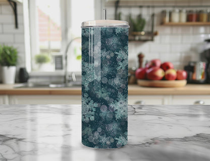 Snowflake Dreams Midnight Seamless PNG 20oz Skinny Tumbler Wrap | Sublimation 300 DPI Straight Tumbler Wrap | PNG Digital Wrap Digital Download